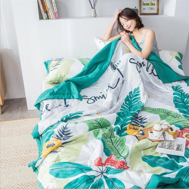 

Летнее мытое Хлопковое одеяло, мягкое дышащее одеяло, тонкое Клетчатое одеяло с цветами, покрывало для кровати, 3 размера, домашний текстиль