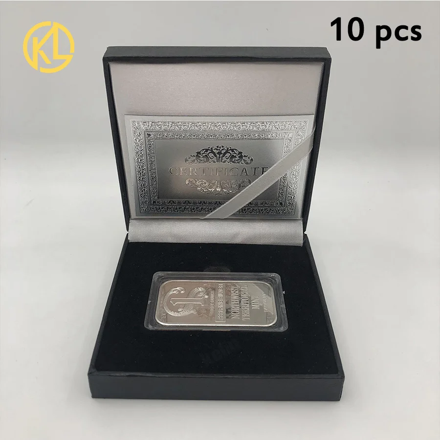 10 pcs coin with box 10 шт. красивая коллекция для Трой унции 999 тонкая с серебряным покрытием металлическая планка с западным краем Мятная художественная монета слиток - Цвет: 10 pcs coin with box