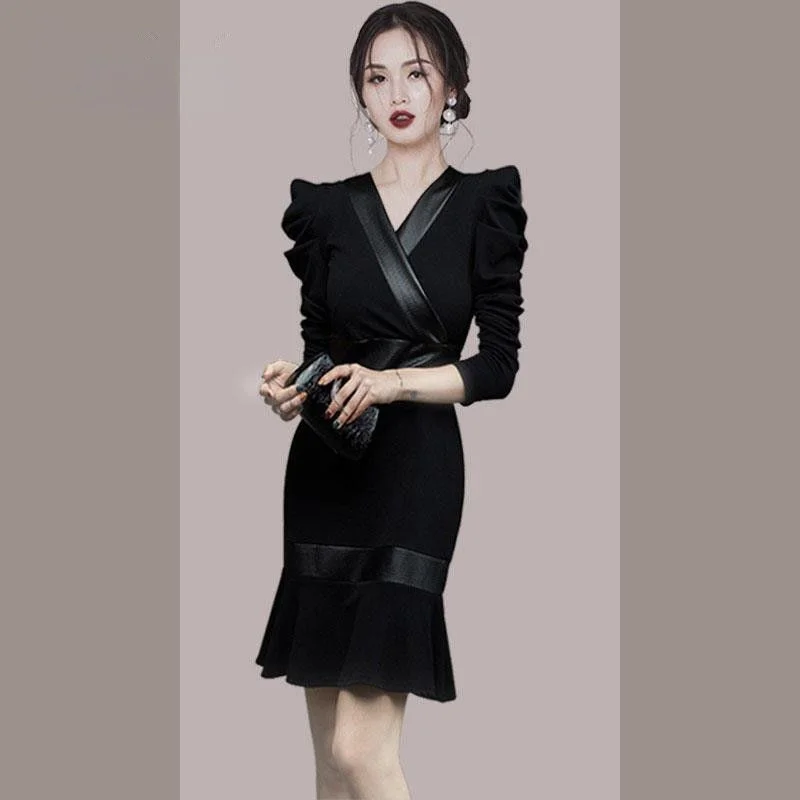 

Women 2022 Autumn Winter Fashion Office Dresses Wear To Work Formal Elegant Mermaid Dress Lady Slim fit Business Vestidos J54