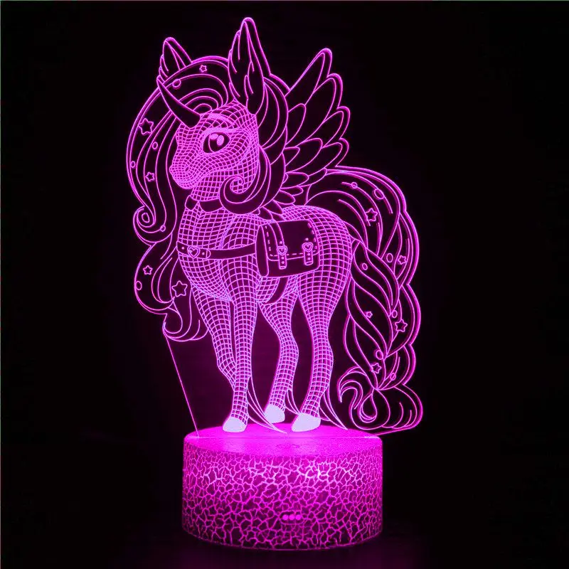 

USB динозавр единорог Пегас 3D светильник 7/16 цветов регулируемое украшение светодиодный сенсорный детский свет