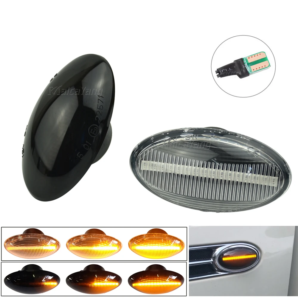 

2 шт., автомобильный Динамический светодиодный светильник с поворотным сигналом, боковой габаритный фонарь, повторитель, индикатор для BMW Mini...