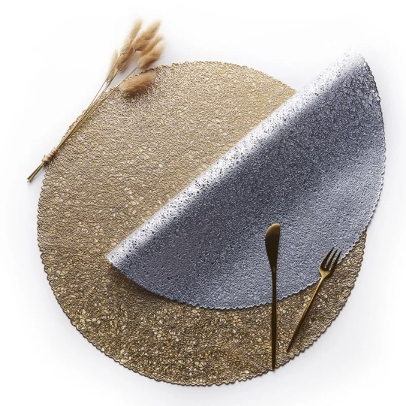 Круглые коврики из ПВХ золотистого и серебристого цвета коврик для обеденного