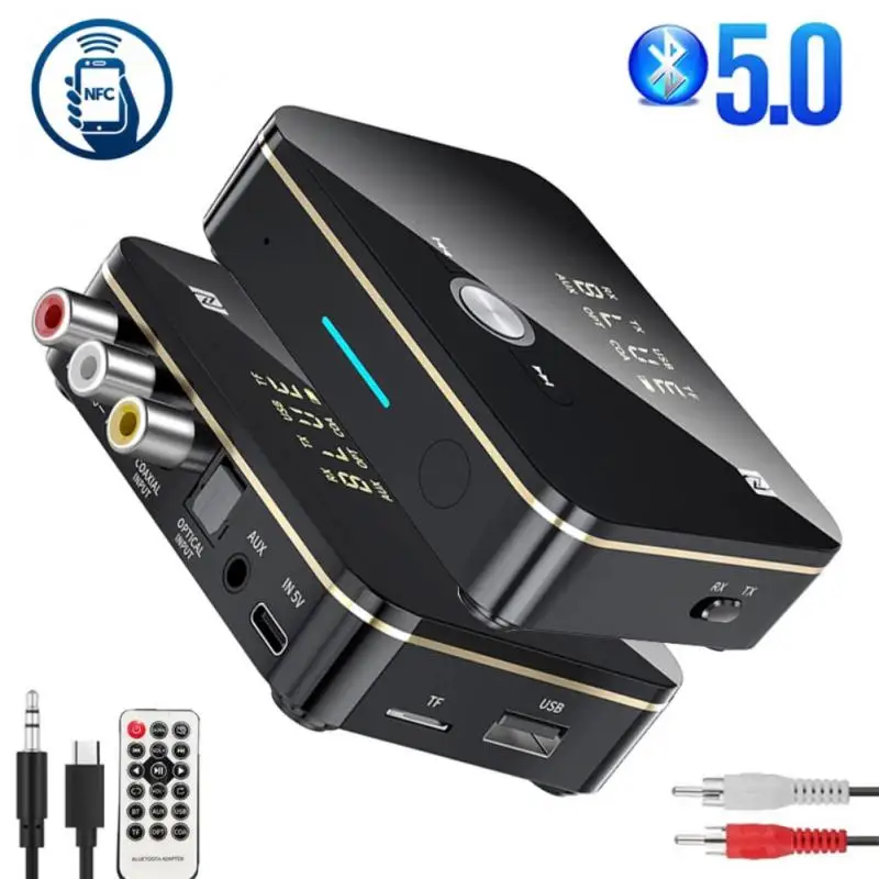 

M8 Bluetooth-compatible 5.0 Receiver Transmitter FM Stereo AUX 3.5mm Jack RCA Optical Wireless Handsfree Call NFC Audio Adapter