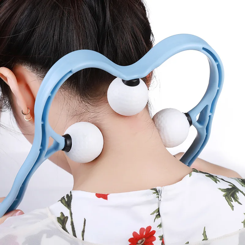 

3-ball Rolling Cervical Massager Manual Neck Kneading Massage Tool 3D Ball Rolling Massage Clip Home Neck Pain Relief Massager
