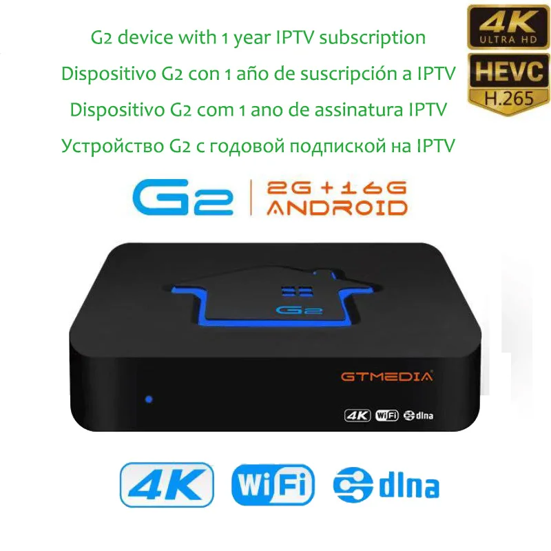 G2 with 1year iptv Оригинальная ТВ-приставка GTMEDIA G2+ LIVE сервер 4K HDR Android 7,1 Ultra HD 2G 16G wifi Google Cast Netflix M3U телеприставка медиаплеер - Цвет: G2 with 1year iptv