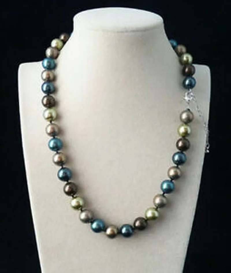 

New 10mm South Sea Multicolor Shell Pearl Round Beads Necklace 18'' AAA