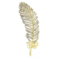 wulibaby classic rhinestone feather brooches for women men 2 color leaf plants party office brooch pins gifts