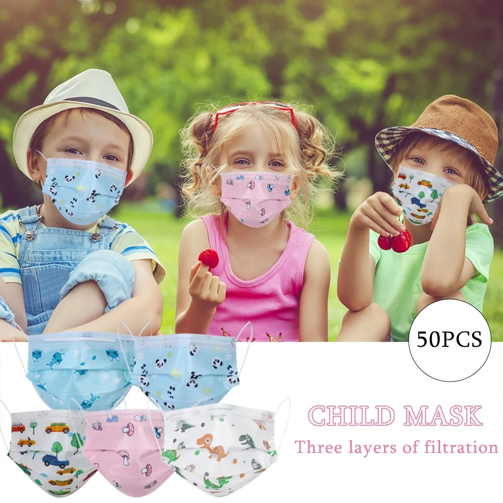 

5 Patterns Of 50pcs Face Maks Mascherine Printed Disposable Halloween Cosplay Christmas Mask Masque Lavable Enfant Mascarillas