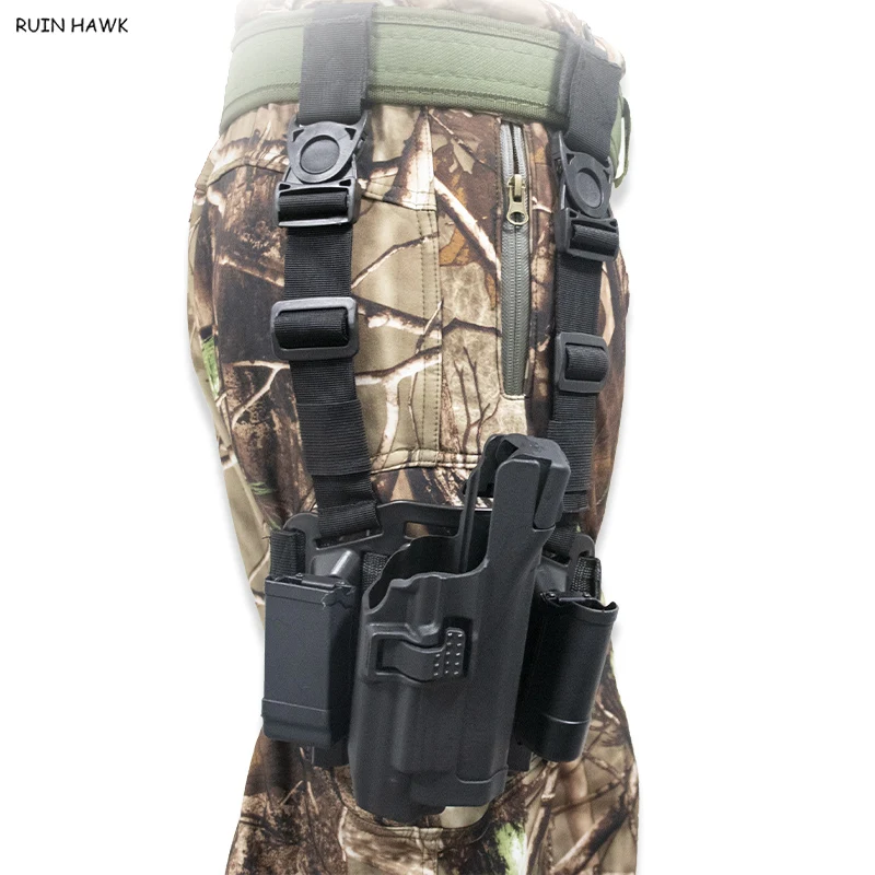 

Quick Drop Tactical Glock Leg Holster With Flashlight Airsoft Hunting Pistol Gun Case Thigh Holster For Glock 17 19 22 23 31 32