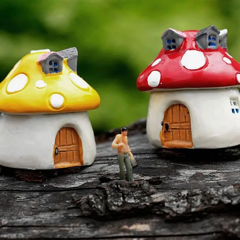 

Cute DIY Resin Fairy Garden Craft Decoration Miniature Micro Gnome Terrarium Mediterranean House Mushroom Castle Gift 3 Sizes