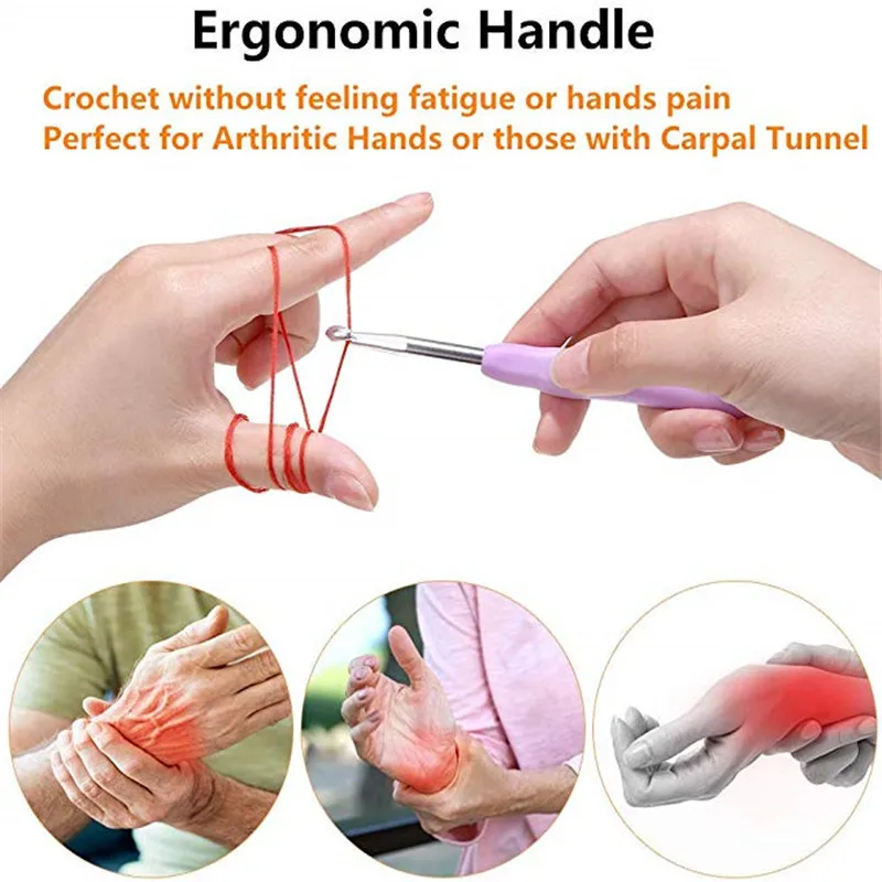 Набор крючков для вязания 14 размеров мягкая ручка 2 0 (B)-10 мм (N) иглы крючки набор