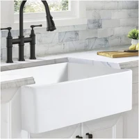30 Inch Fireclay Kitchen Sink Farmhouse Reversiable Single Bowl Apron Farm White Single Bowl Sink With  Grid And  Strainer