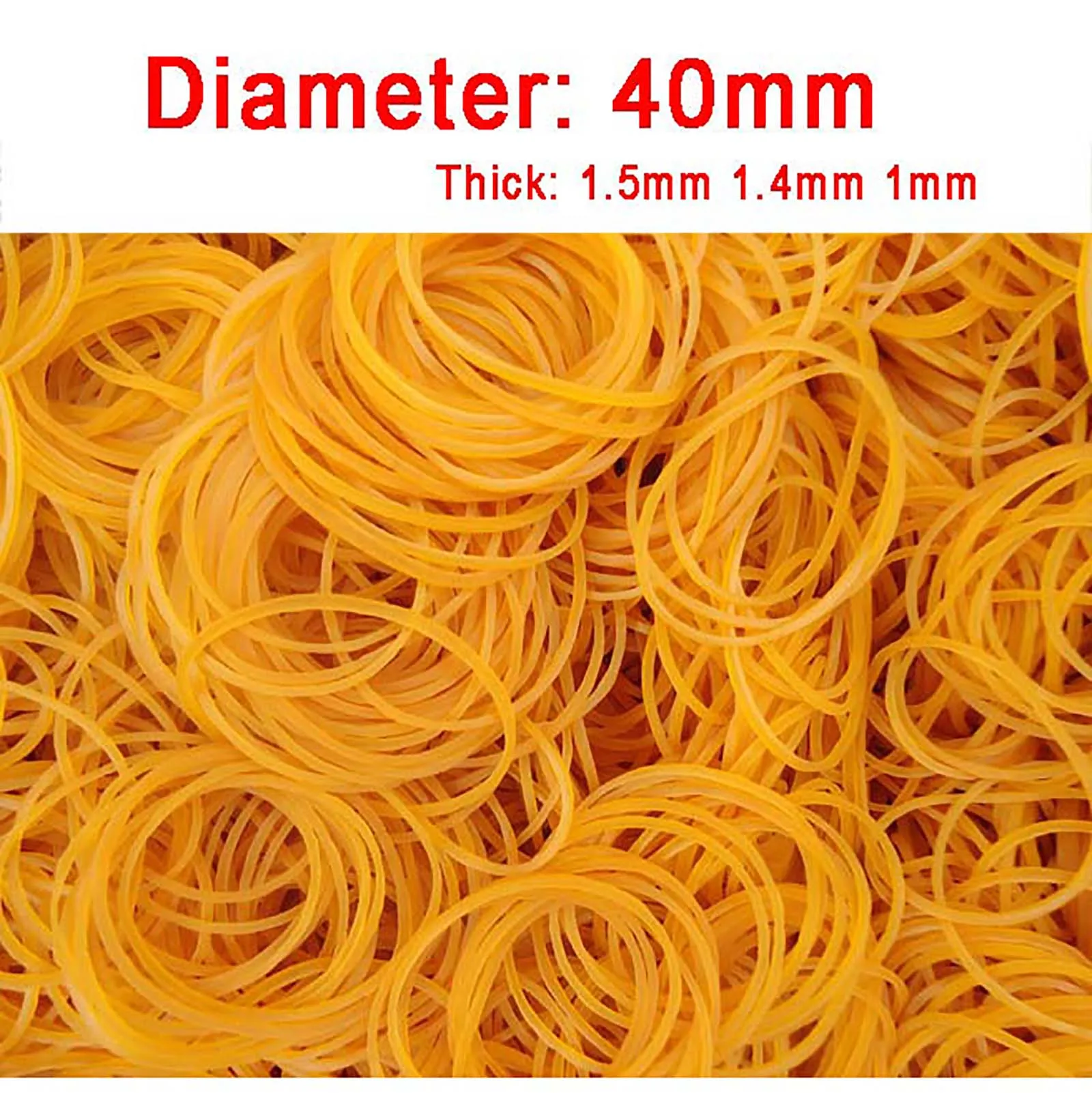 

50g-500g Yellow Quality Elastic Rubber Bands Sturdy Stretchable Packaging Band Loop O Rings Diameter 40mm For Home School Office