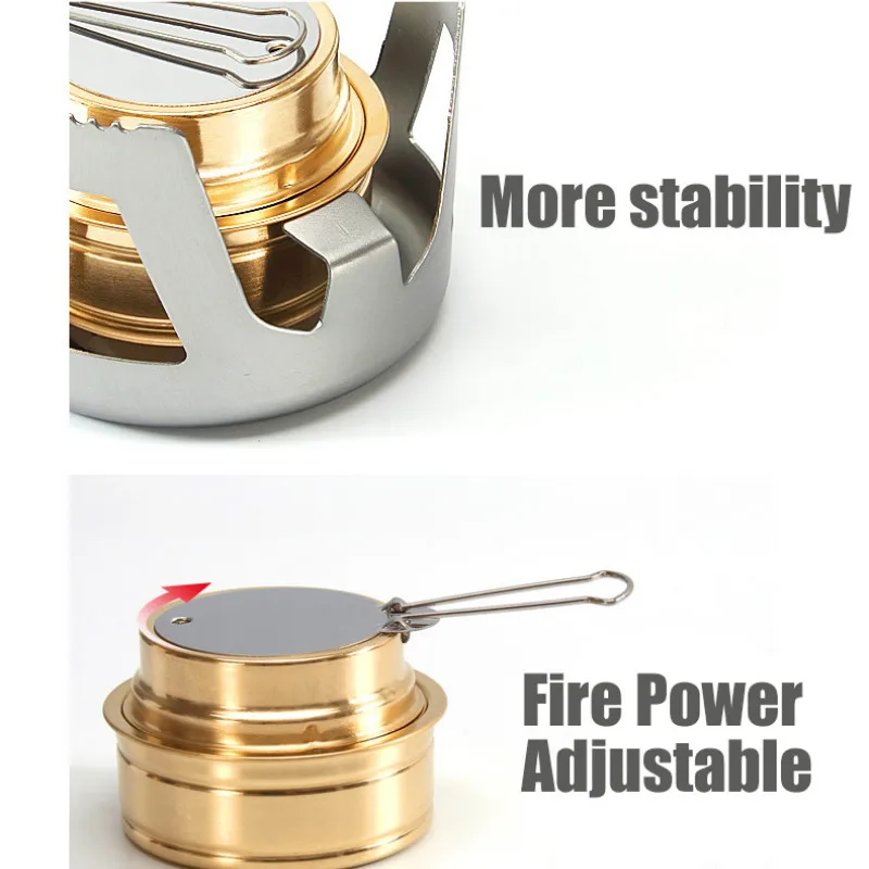 

Heavy Duty Brass Alcoho Stove Burner with Aluminum Alloy Stand Lid Outdoor Camping Cooking Alcohol Stove Portable Picnic Stove
