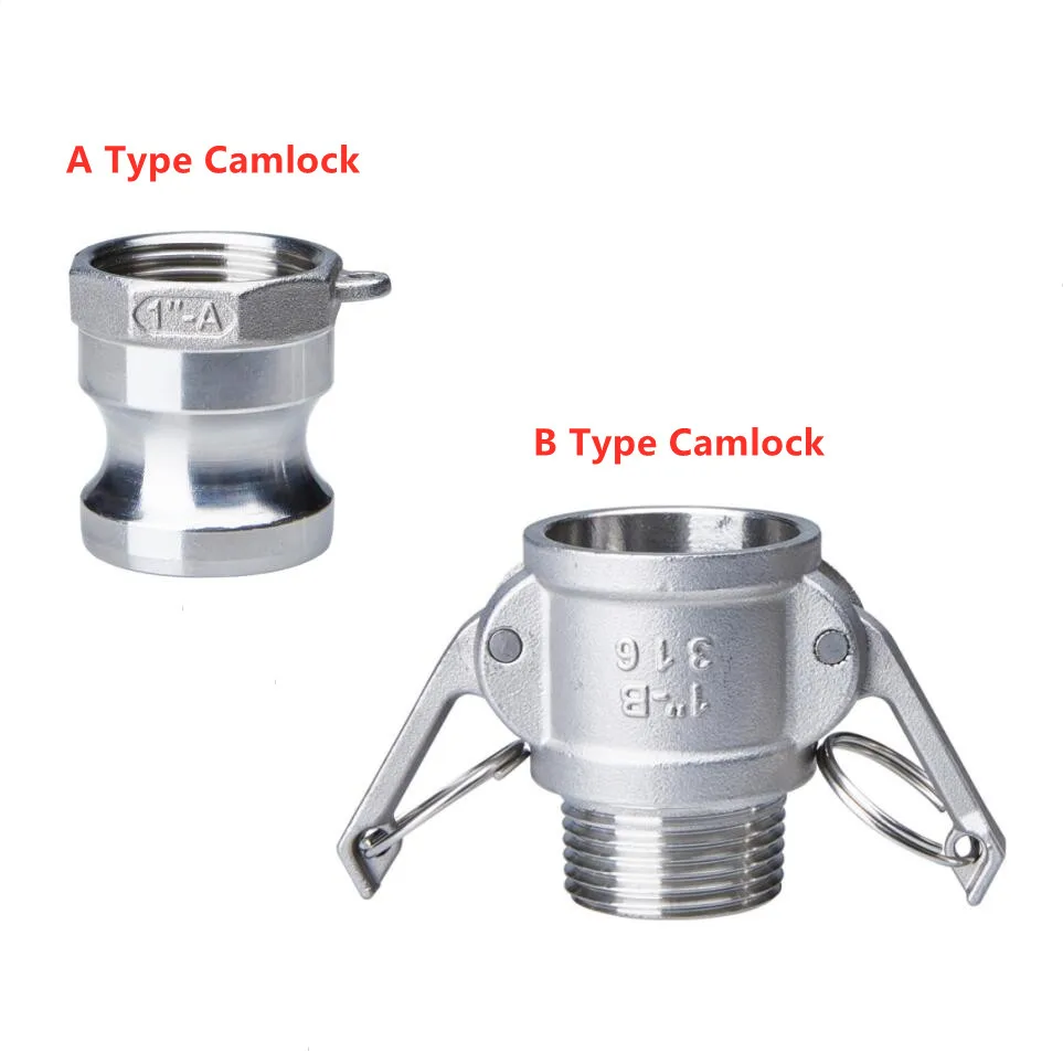 

Camlock типа B + A 1/2 дюйма, 3/4 дюйма, 1 дюйм, 1-1/4 дюйма, 1-1/2 дюйма, BSPT с наружной и внутренней резьбой, переходник для кулачкового замка из нержавеющей...