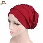 Новый женский хлопковый дышащий хиджаб эластичная чалма фы ткань головной убор женский тюрбан ский мусульманский шарф шапка оптовая продажа