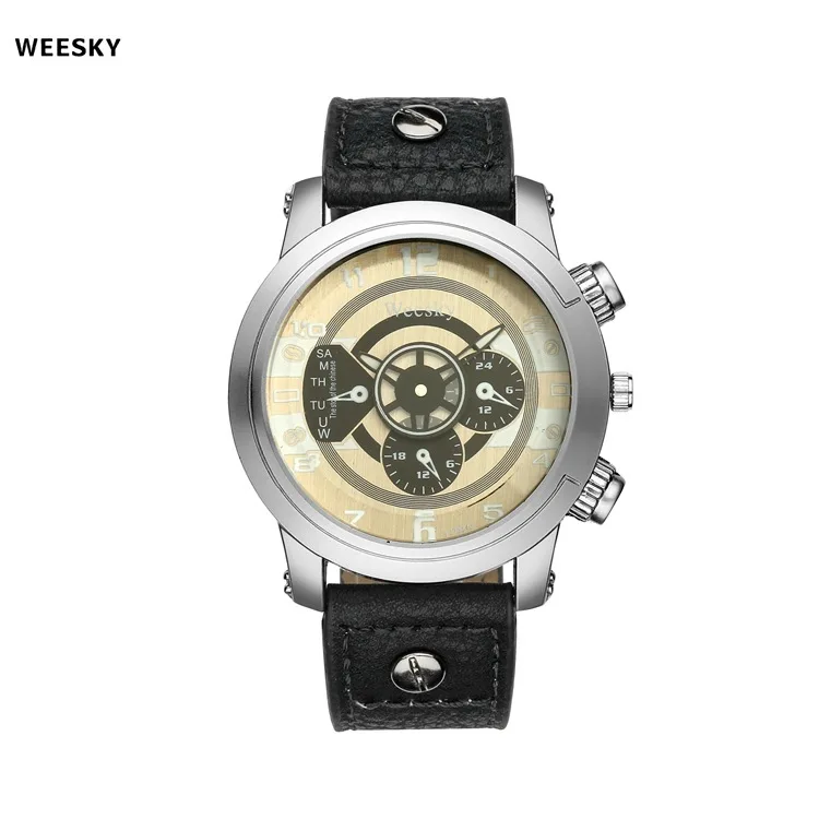 

WEESKY/1285 Men's Leather Quartz Watch Water Luminous Multifunctional Men's Watch