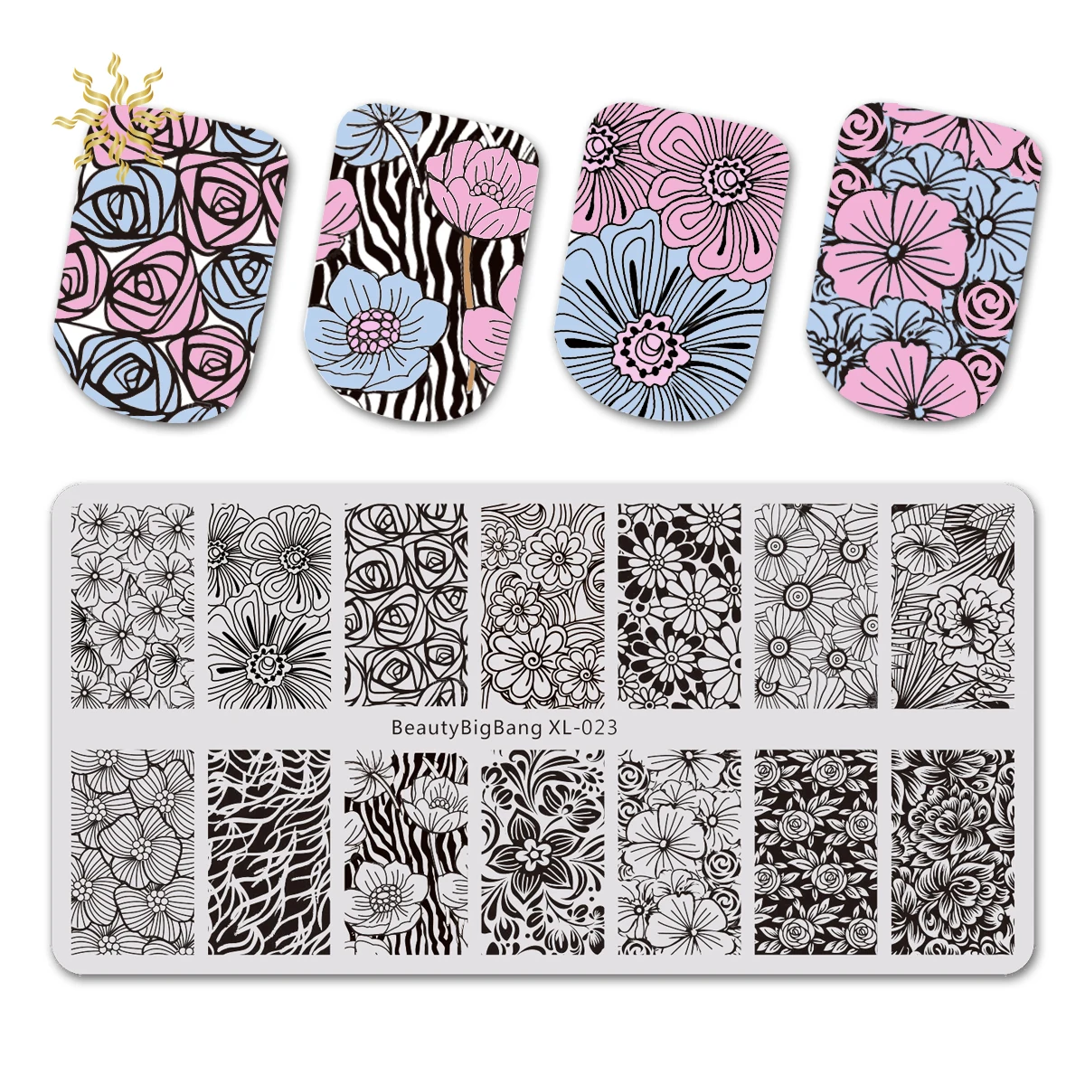 

BeautyBigBang Nail Stamping Plates Rose Flower Plants Pattern Nail Art Stamp Stamping Template Image Plate Stencil Nails Tool
