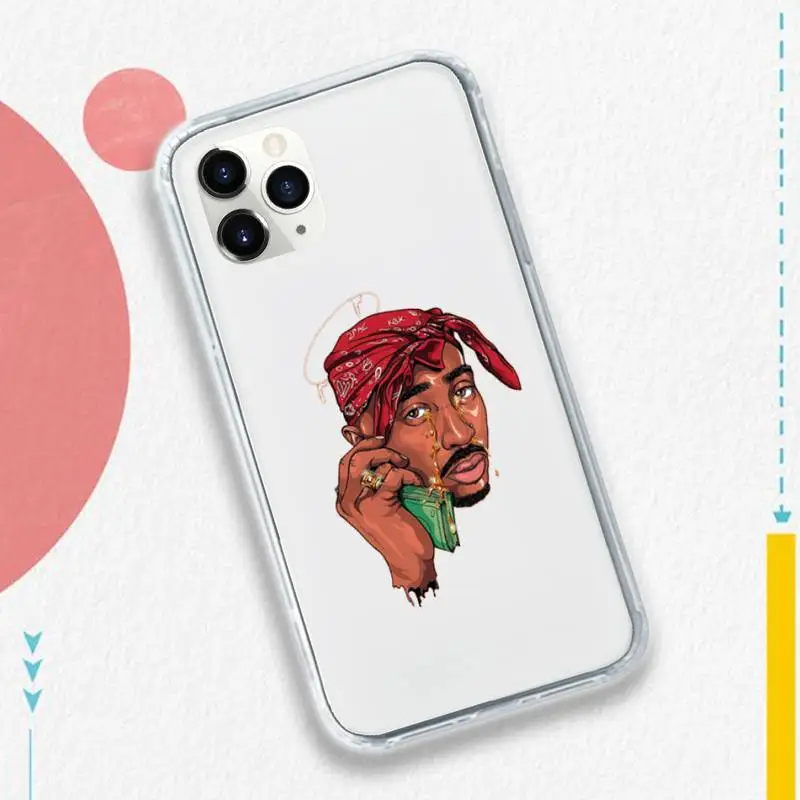 

Rapper 2pac singer Phone Case Transparent soft For iphone 5 5s 5c se 6 6s 7 8 11 12 plus mini x xs xr pro max