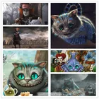 Алмазная картина с изображением Алисы в стране чудес, алмазная вышивка, квадратнаякруглая, Набор для вышивки крестиком, наклейка на стену, подарок для домашнего декора