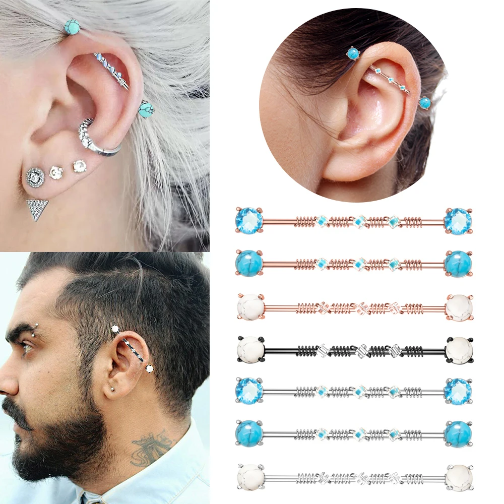 1 шт 14 г 316L промышленная хирургическая сталь круглые серьги с кубическим