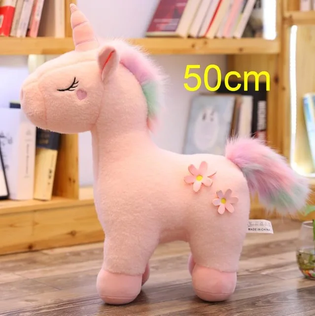 50cm stand pink 100 см, большой размер, Kawaii, единорог, плюшевые игрушки, 3 вида стилей, чучело, единорог, лошадка с куклой, подушка, мягкие детские подарки, домашний декор - Цвет: 50cm stand pink