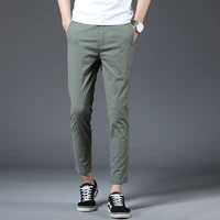 pants men korean style 2021 summer new fashion simplicity slim stretch ankle length pant basic casual hot sale