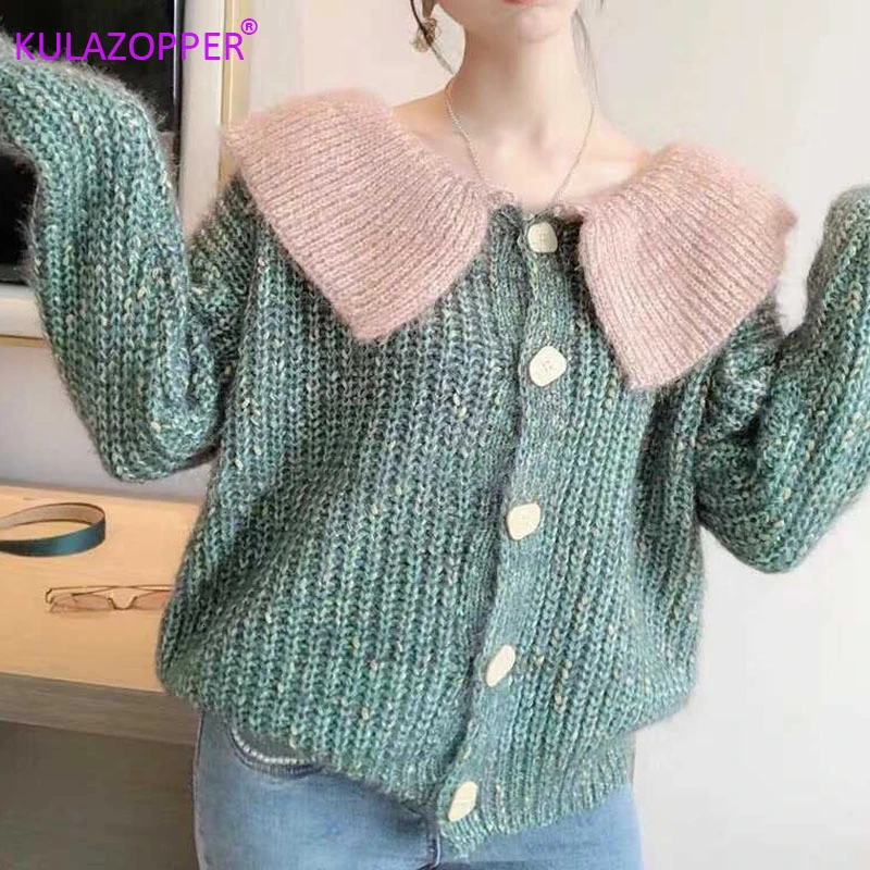 Повседневный модный вязаный кардиган свитер для женщин однотонный базовый