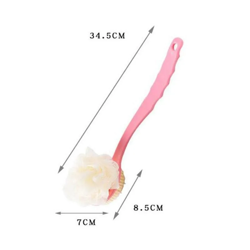 

2 In 1 Body Shower Brush With Long Handle Exfoliating Brush Shower Cleaning Massager Brush Body Back Scrubber Bath E1G7