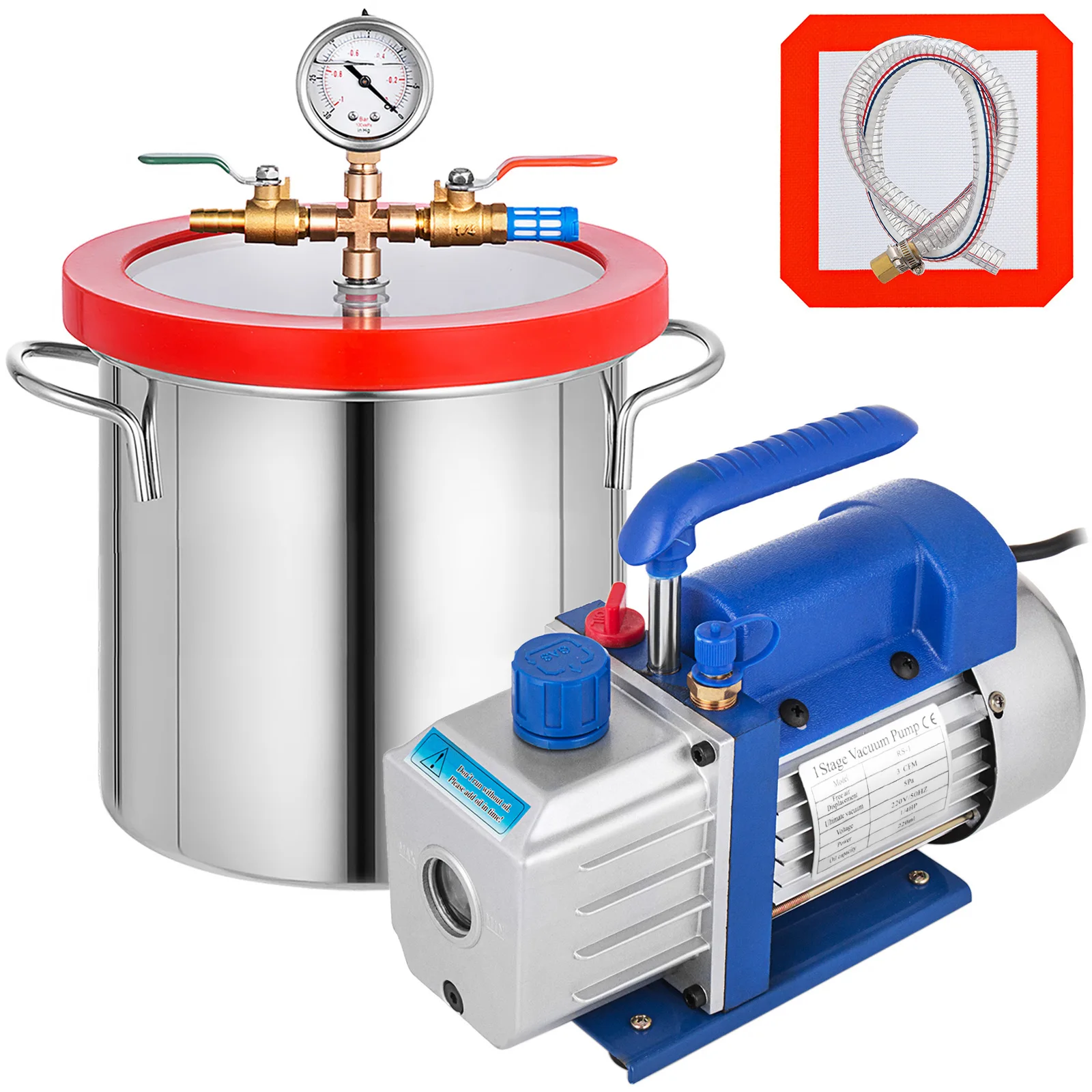 VEVOR 3CFM 1/4HP вакуумный насос для охлаждения с высококачественной вакуумной камерой