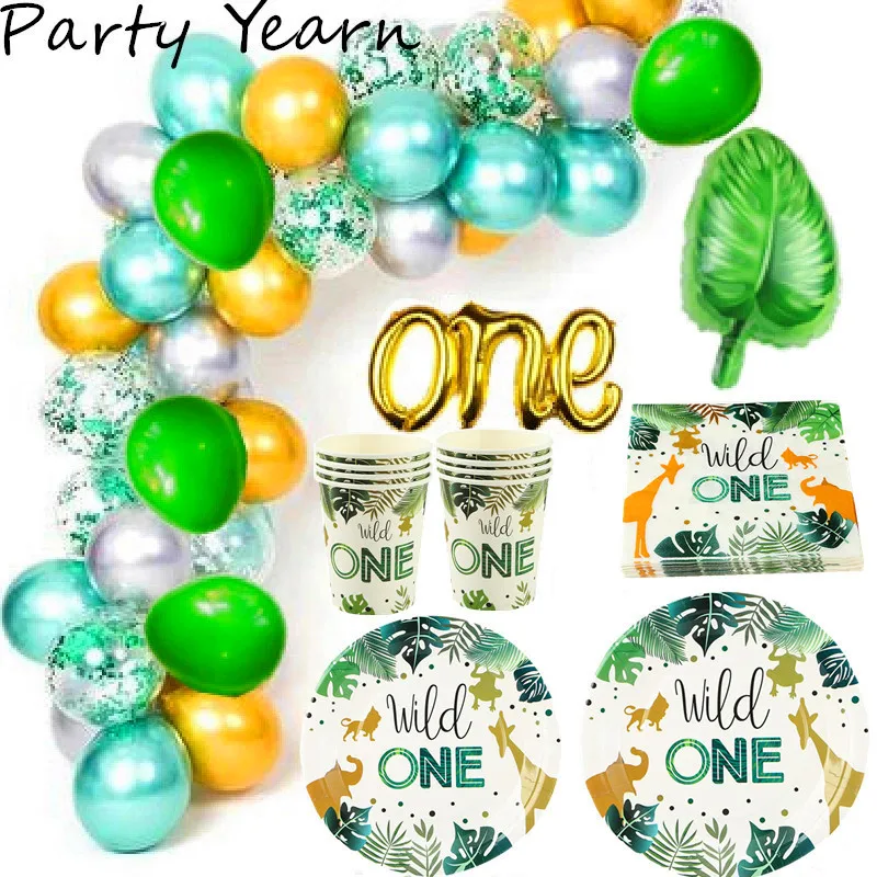 Украшения для дня рождения Wild One украшения детского в виде джунглей сафари