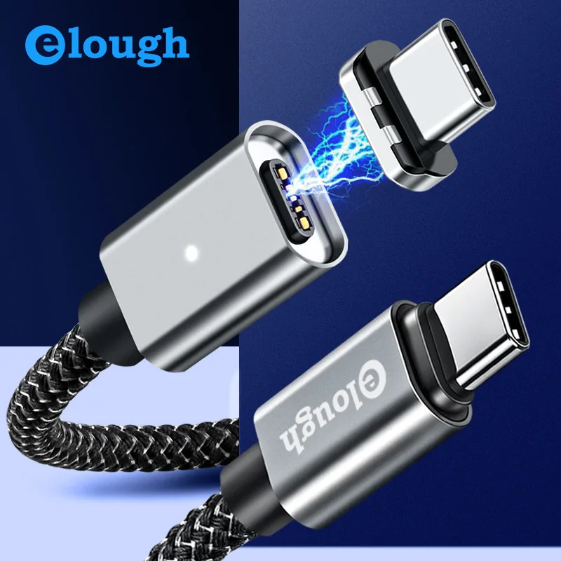Elough 5А 100 Вт PD Магнитный кабель USB Type C к для Huawei P40 Samsung Note 10 MacBook Pro быстрой зарядки