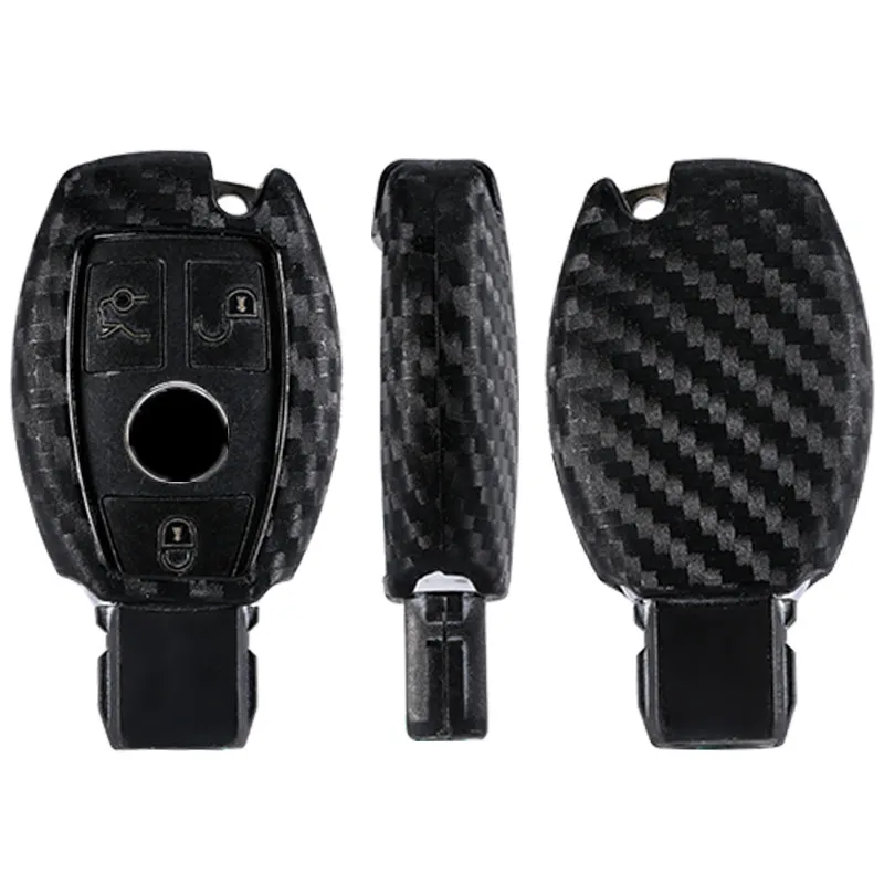 

Carbon Fiber Car Key Bag Case Car Keychain For Mercedes Benz BGA AMG W203 W210 W211 W124 W202 W204 W205 W212 W176 Silicone Cover