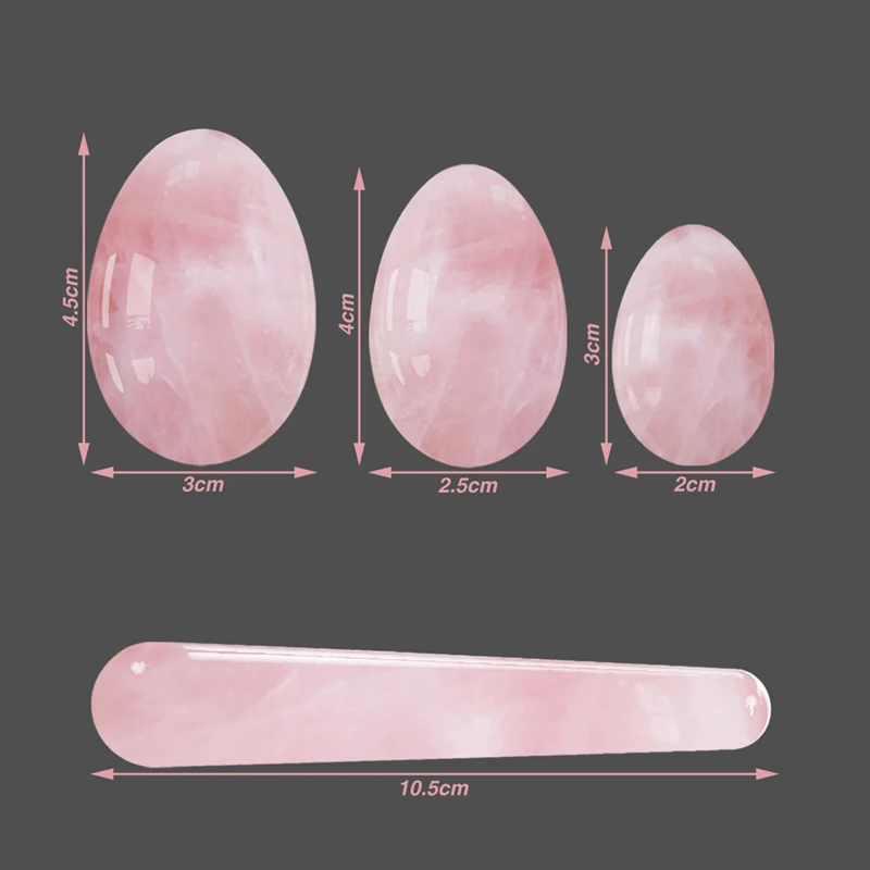

3Pcs Yoni Eggs in Rose Quartz For Health Ball Massage Natural Jade Eggs Health For Women Exerciser Vaginal Muscles Tightening