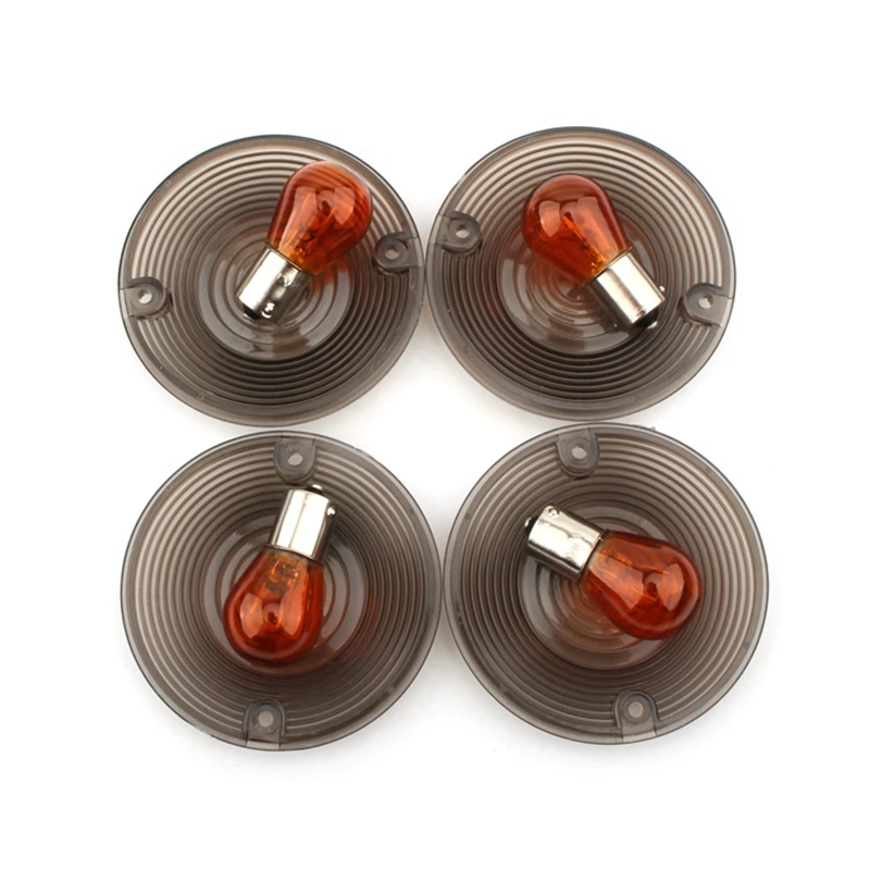 

4Pcs Motorcycle Turn Signal Lens Cover Bulbs for Touring Electra Glide Road King Tour FLHT FLST FLTR