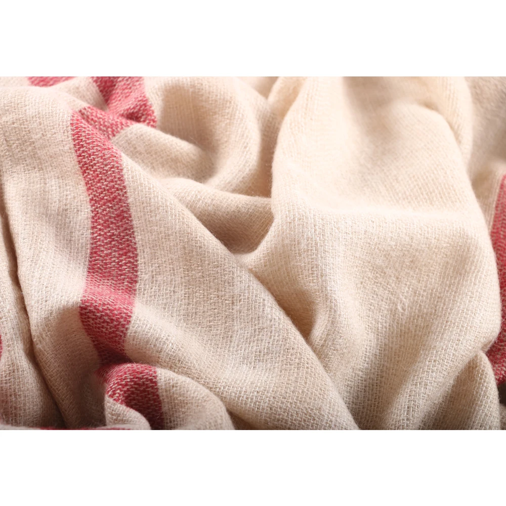 Модный кашемировый шарф-одеяло зимний шарф в клетку из пашмины бежевого цвета