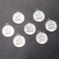 20pcs silver color 2017mm lettering a family%e2%80%99s love is forever tag pendants diy charms bracelet jewelry carfts making a2228