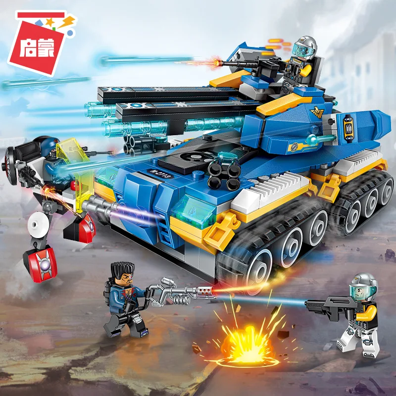 

398PCS Enlightenment Building Blocks 2713 Technology Era Apocalypse Tank Boy Military Assembling Toy Gift