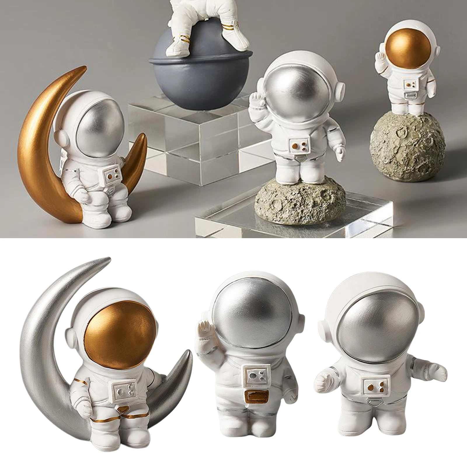

Nordic Resin Creative Astronaut Sculpture Figurine Art Craft Desktop Home Office Decoration Birthday Gift for Boys
