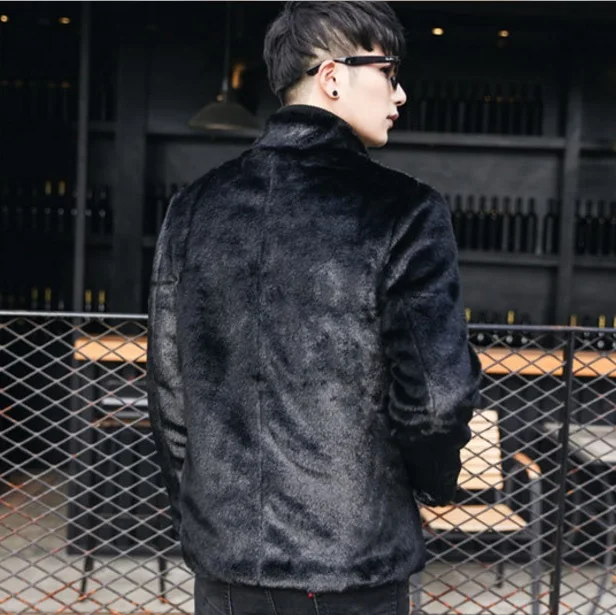 Пушистые пальто из искусственного меха для мужчин 2020 зимняя черная официальная