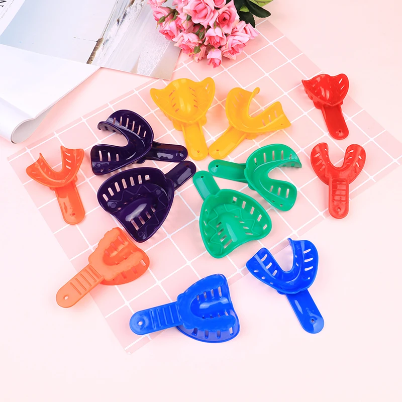 

2Pcs High Quality Color Plastic Autoclavable Adult And Kid Dental Impression Tray For Dental Alginate Impression Material