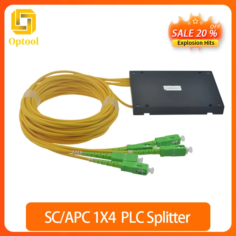 Оптоволоконный разветвитель SC APC 1x4 PLC одномодовый с коннектором FTTH ABS