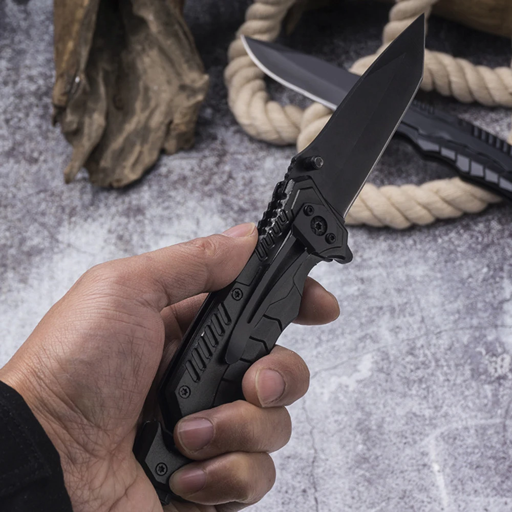 DuoClang самооборона черный карманный складной нож из нержавеющей стали для