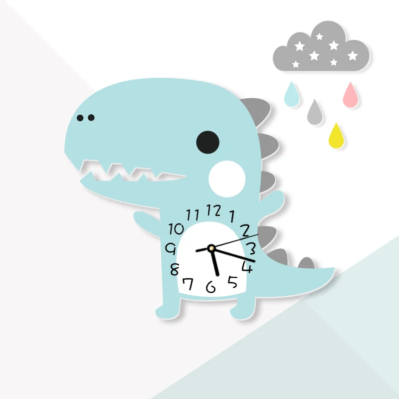 Настенные часы с мультипликационным динозавром тихие модные Мультяшные