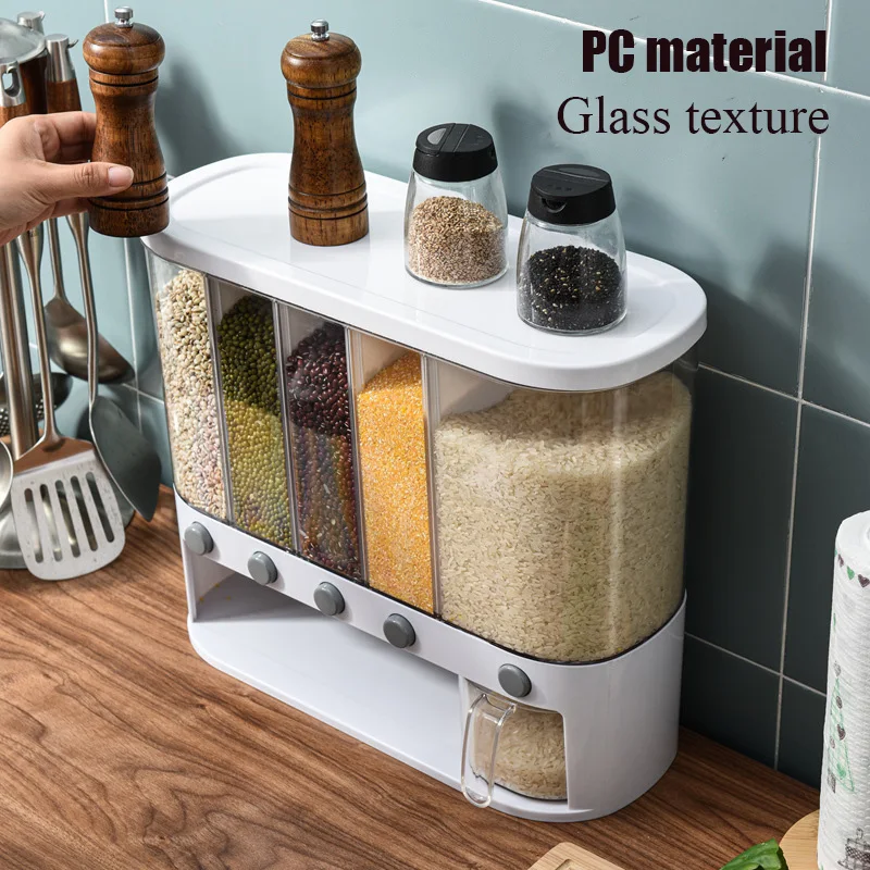 

12L Kitchen Sealed Rice Bucket Storage Box Wall-Mounted Moisture-Proof Can Containers Food Dispenser Grains Storage Sealed