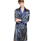 Мужской Халат с v-образным вырезом шёлковый банный халат в полоску мужская пижама с длинным рукавом Сексуальная мужская пижама размера плюс 5XL