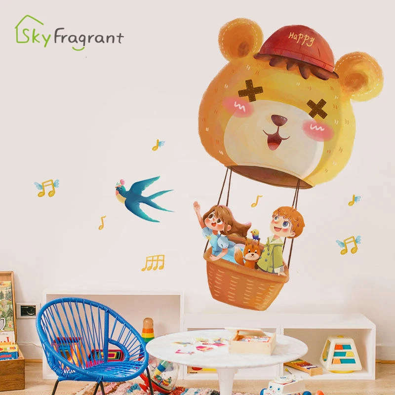 

Cartoon wall stickers hot air balloon sticker self-adhesive kids room decoration baby bedroom decor living room home decoration