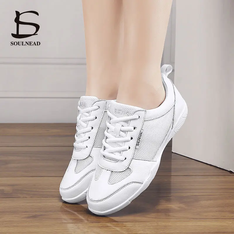 Adult Women Aerobics Shoes White Jazz Dance Shoes Girls Competitive Shoes Soft Sole Female Fitness Dance Sneakers Size 34-41