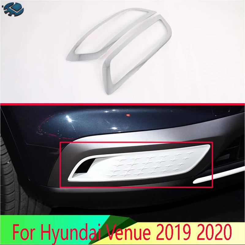 

For Hyundai Venue 2019 2020 2021 2022 Car Accessories ABS Chrome Front Fog Light Lamp Cover Trim Molding Bezel Garnish Sticker