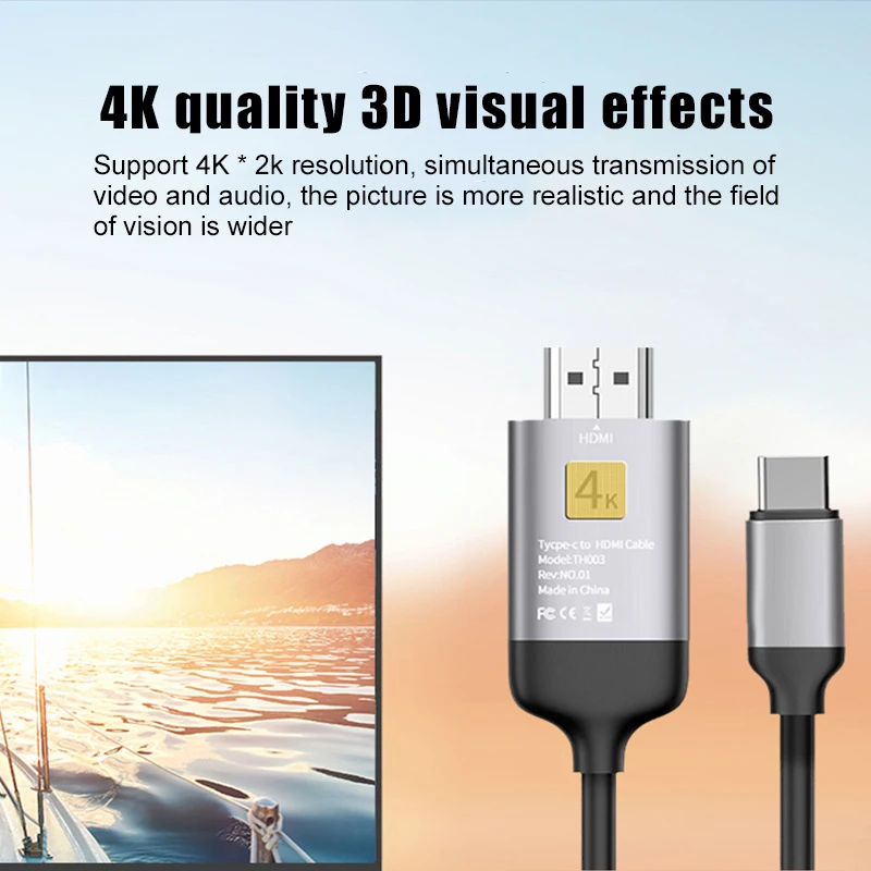 Type-C к HDMI HDTV Кабель Адаптера 4K 60Hz портативный для Мобильный телефон Ноутбук